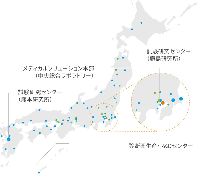 地図、日本全国に広がる事業拠点